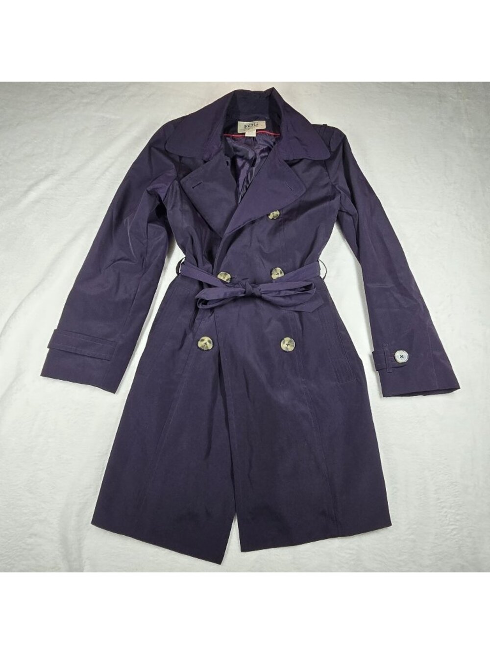 Fog By London Fog Ladies Dark Purple Trench Coat Women's Size Medium